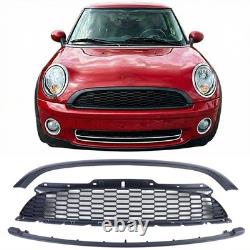 3-Piece Matte Black Grille Kit for Mini One Cooper S JCW R56 R55 Clubman