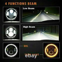 7' Round Peas Black Led Headlight Halo Hi/lo Front Beam For Classic Mini Rover
