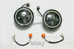 7' Round Peas Black Led Headlight Halo Hi/lo Front Beam For Classic Mini Rover