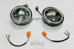 7' Round Peas Black Led Headlight Halo Hi/lo Front Beam For Classic Mini Rover