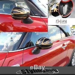 Black Union Jack, Rear View Mirror Hulls, Golden For Mini One Cooper F56
