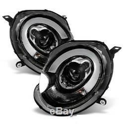 Bmw Mini 2007-2013 R55 & R56 Black Led Light Bar Drl R8 Headlights Projector