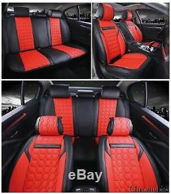 Deluxe Ultra Premium Red Black Pu Leather Full Set Seat Cushion Covers For