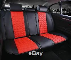 Deluxe Ultra Premium Red Black Pu Leather Full Set Seat Cushion Covers For