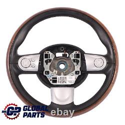 Mini Cooper One R56 R55 R57 Multifunction Sport Steering Wheel Wood / Black Leather
