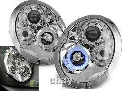 Neuf Projectors For Bmw Mini Cooper R50 R52 R53 2001-2006 Angel Eyes Chrome F