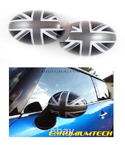 MK1 Mini Cooper / One / S R50 R52 R53 Noir Union Jack Miroir Bouchon Pour LHD