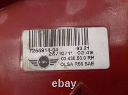 Mini One Cooper Coupe R56 2011 Arrière droit Feux arrièrepostérieurs